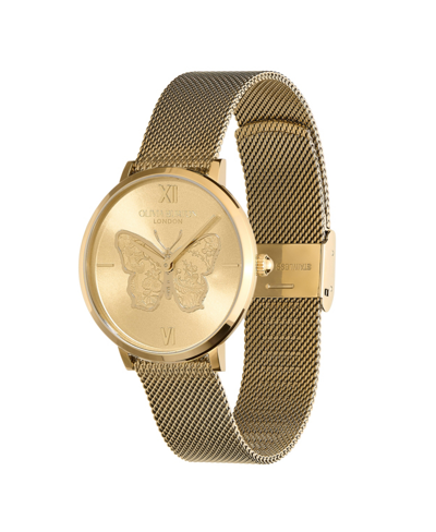 Olivia Burton Women's Signature Butterfly Gold-tone Stainless Steel Mesh Watch 35mm In Gold