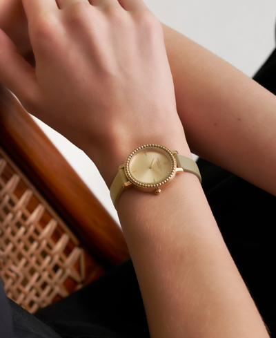 Shop Olivia Burton Women's Vintage-like Bead Green Leather Watch 30mm