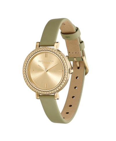 Shop Olivia Burton Women's Vintage-like Bead Green Leather Watch 30mm