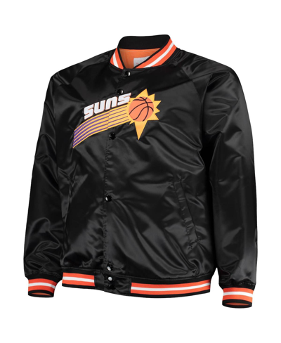Mitchell & Ness Men's  Black Phoenix Suns Big And Tall Hardwood Classics Raglan Satin Full-snap Jacke In Black
