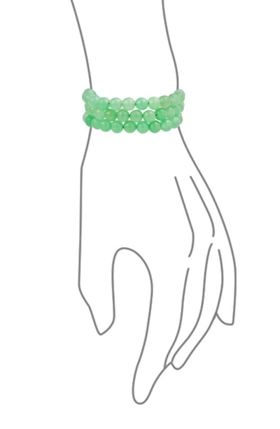 Bling Jewelry Set Of 3 Semiprecious Stone Beaded Stretch Bracelets In Aventurine