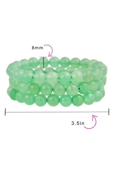 Bling Jewelry Set Of 3 Semiprecious Stone Beaded Stretch Bracelets In Aventurine