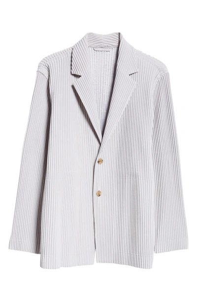 Shop Issey Miyake Pleated Blazer In Light Gray