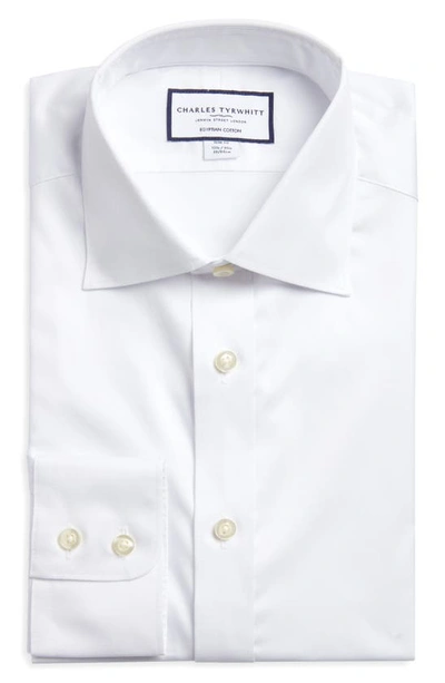 Shop Charles Tyrwhitt Slim Fit Egyptian Cotton Twill Dress Shirt In White