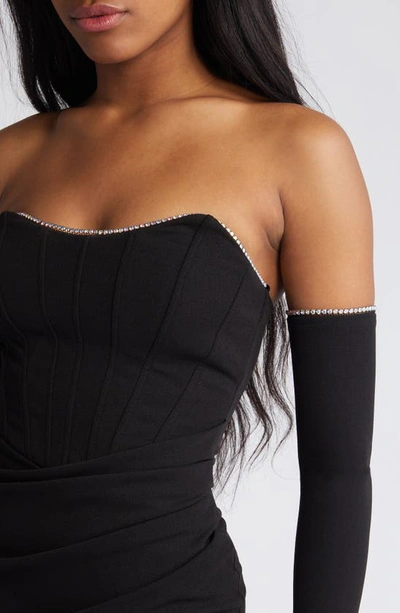 Shop Love, Nickie Lew Strapless Gown With Gloves & Bracelet In Black