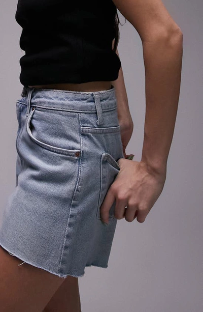 Shop Topshop Denim Comfort Stretch Shorts In Light Blue
