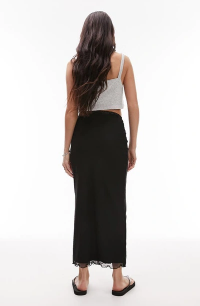 Shop Topshop Lace Trim Mesh Maxi Skirt In Black