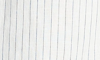 Shop Vince Bayside Stripe Linen Button-up Shirt In Optic White/ Deep Indigo