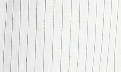 Vince Bayside Stripe Linen Button-up Shirt In Optic White/ Deep Indigo