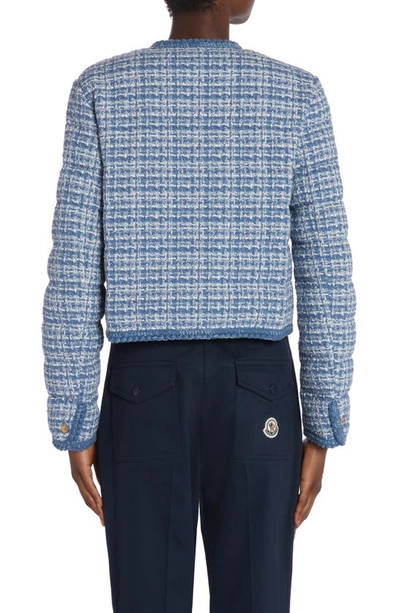 Shop Moncler Eliadi Tweed Crop Jacket In Light Blue Tweed