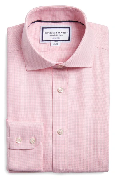 Shop Charles Tyrwhitt Clifton Slim Fit Non-iron Cotton Twill Dress Shirt In Pink