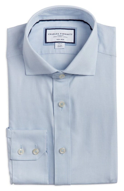 Shop Charles Tyrwhitt Clifton Slim Fit Non-iron Cotton Twill Dress Shirt In Light Blue