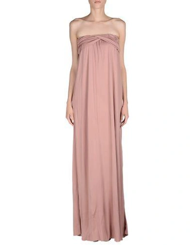 Shop Msgm Long Dress In Pale Pink