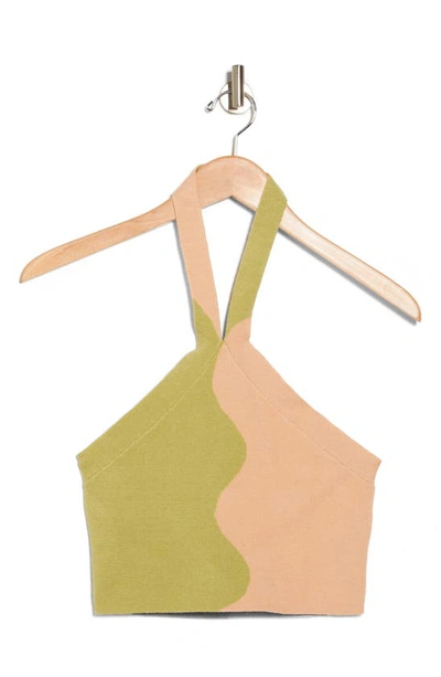 Shop Pacsun Crisscross Knit Halter Sweater In Green Multi