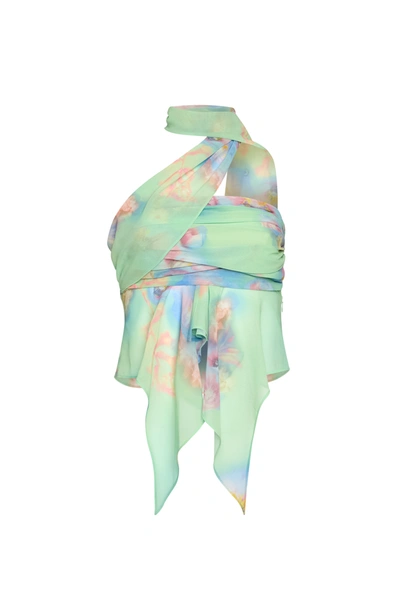 Danielle Guizio Ny Chiffon Wrap Around Top In Ardere Floral Print