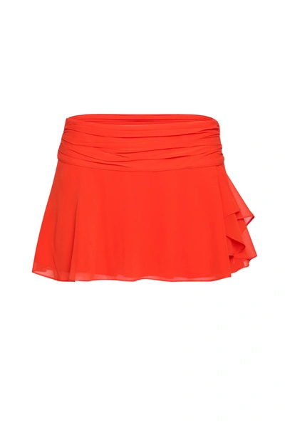 Shop Danielle Guizio Ny Chiffon Slit Mini Skirt In Poppy