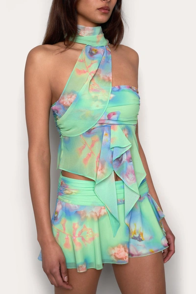 Danielle Guizio Ny Chiffon Wrap Around Top In Ardere Floral Print
