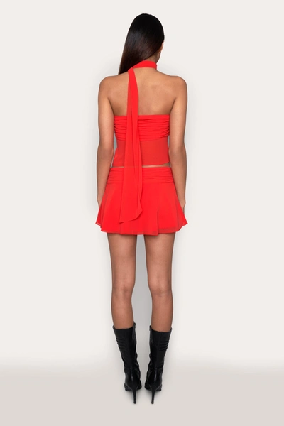 Danielle Guizio Ny Chiffon Slit Mini Skirt In Poppy
