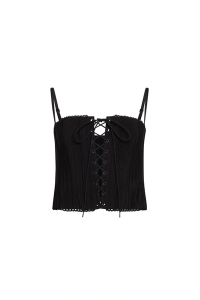 Shop Danielle Guizio Ny Cotton Scallop Corset In Black