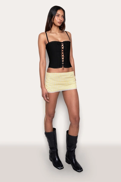 Shop Danielle Guizio Ny Cotton Scallop Corset In Black