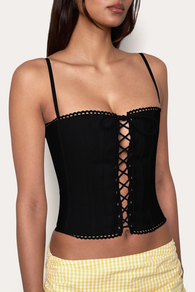 Shop Danielle Guizio Ny Cotton Scallop Corset In Black