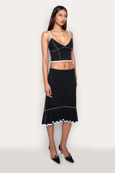 Shop Danielle Guizio Ny Low Rise Dainty Midi Skirt In Black