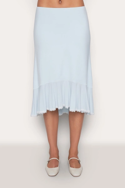 Shop Danielle Guizio Ny Low Rise Dainty Midi Skirt In Baby Blue