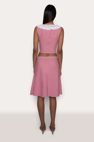 Danielle Guizio Ny Paloma Lace Top In Gingham Poppy And White