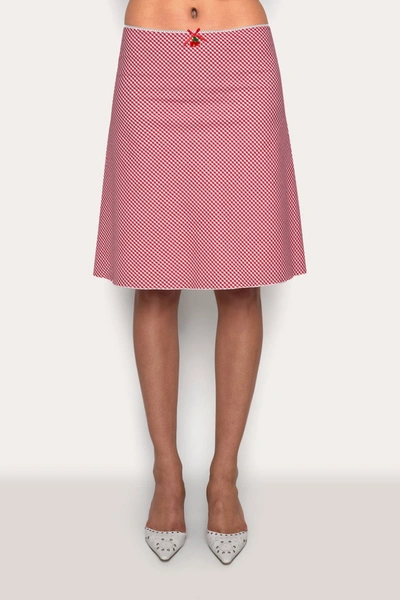 Danielle Guizio Ny Paloma Skirt In Gingham Poppy And White