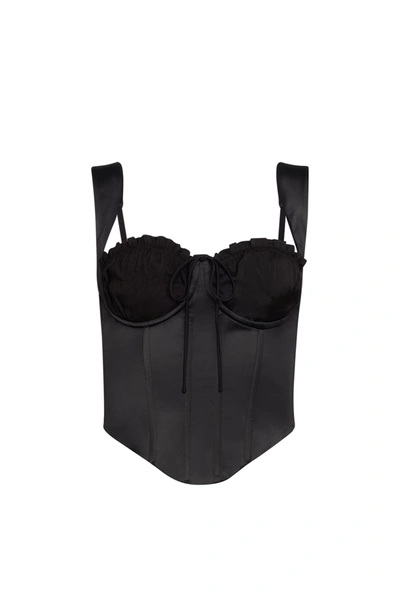Shop Danielle Guizio Ny Ruched Cup Bustier Top In Black