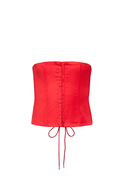 Danielle Guizio Ny Satin Corset In Poppy
