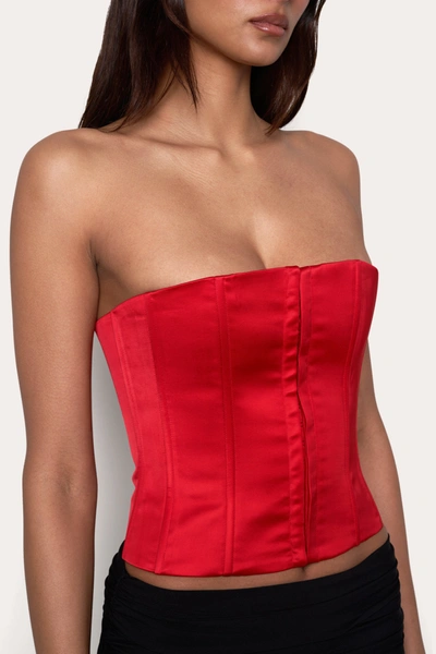 Danielle Guizio Ny Satin Corset In Poppy