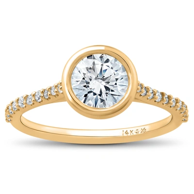 Shop Pompeii3 1 Ct Charlotte Diamond Engagement Ring 14k Yellow Gold Lab Grown Bezel Round In Multi