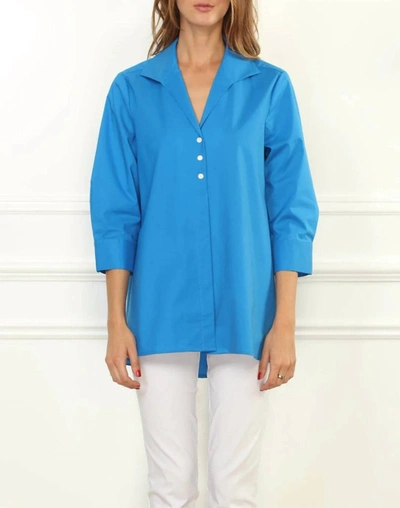 Shop Hinson Wu Betty Wing Collar 3/4 Sleeve Tunic In Cerulean In Blue