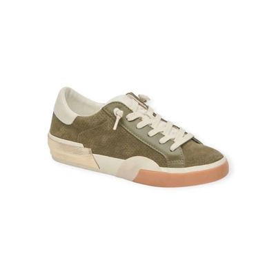 Shop Dolce Vita Women's Zina Plush Sneakers In Moss Perforated Suede In Multi