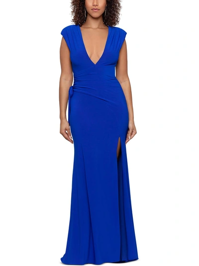 Shop Betsy & Adam Womens Side Slit Long Evening Dress In Blue