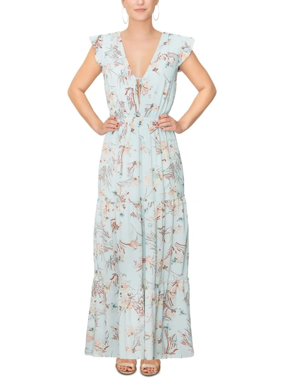 Shop Rachel Rachel Roy Womens Crepe Floral Maxi Dress In Blue