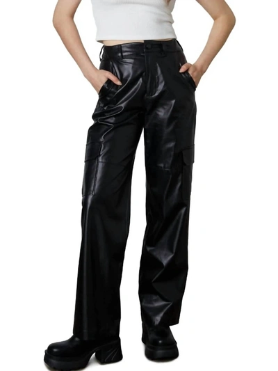 Nia Women's Vegan Leather Cargo Pant In Black In Black