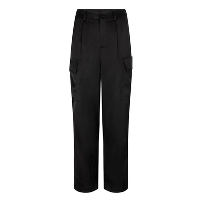 Shop Esqualo Sateen Cargo Trousers In Black