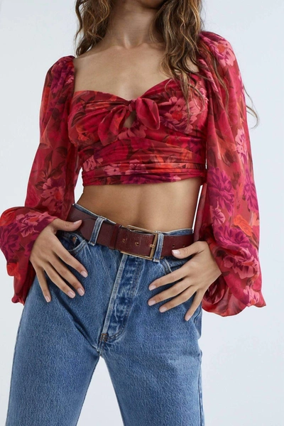 For Love & Lemons Trisha Crop Top In Red In Red