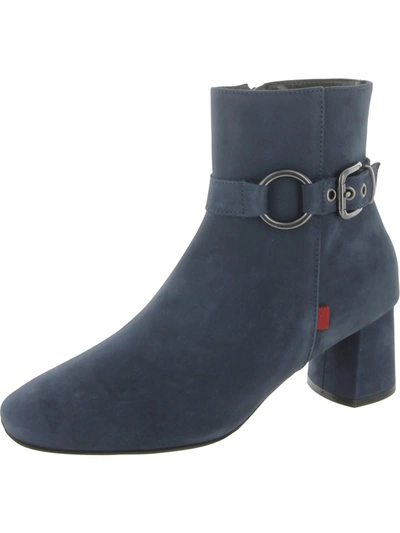 Shop Marc Joseph Madison Womens Leather Block Heel Ankle Boots In Blue