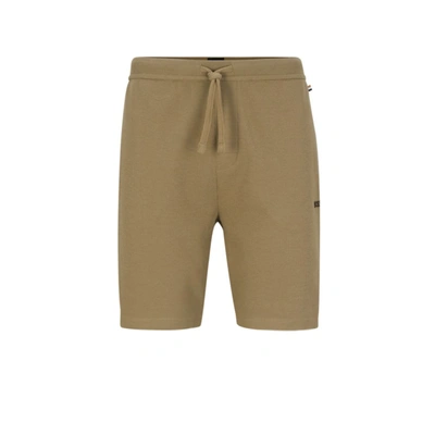 Shop Hugo Boss Pajama Shorts With Embroidered Logo In Green