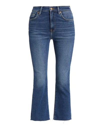 Shop 7 For All Mankind Women's High Waisted Slim Kick Jeans In Blue Print In Multi