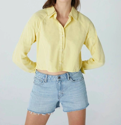 Shop Unpublished Colette Cropped Button Down Shirt In Yellow