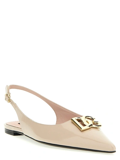 Shop Dolce & Gabbana Logo Slingback Ballet Flats Flat Shoes Pink