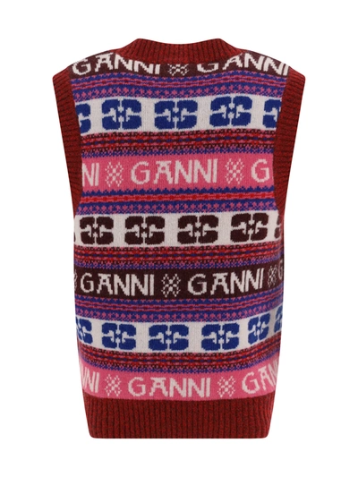 Shop Ganni Logo Wool Mix Vest