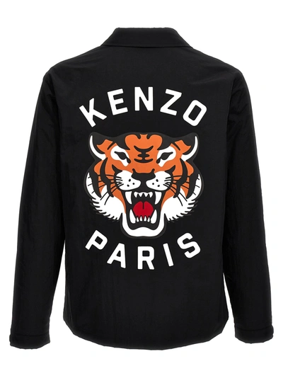 Shop Kenzo Lucky Tiger Casual Jackets, Parka Black
