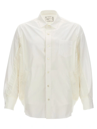 Shop Sacai Nylon Insert Shirt Shirt, Blouse White