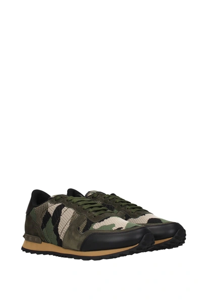 Shop Valentino Sneakers Fabric Green Military Green