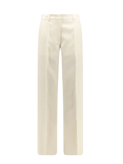 Shop Valentino Wool And Silk Trouser With Toile Iconographe Motif